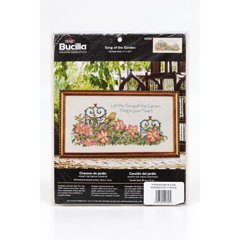 New Bucilla Cross Stitch, Song Of The Garden,  SEALED COMPLETE, USA